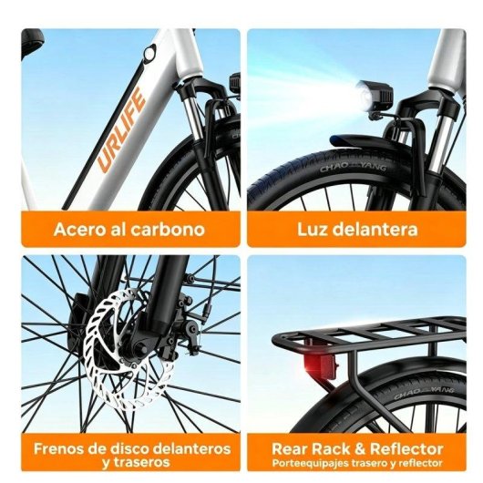 Bicicleta eletrica Urlife E26 350W Bateria removivel 48V