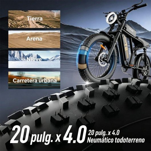 Bicicleta eléctrica URLIFE T2 500W 48V 15,6Ah Fat Tire 20" Doble Suspensión