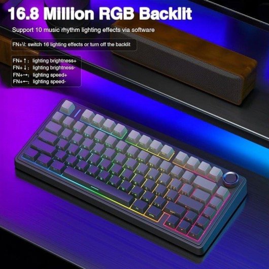 Tastatur Aula F75 Gaming kabellos Hot-Swap mit Drehregler und RGB