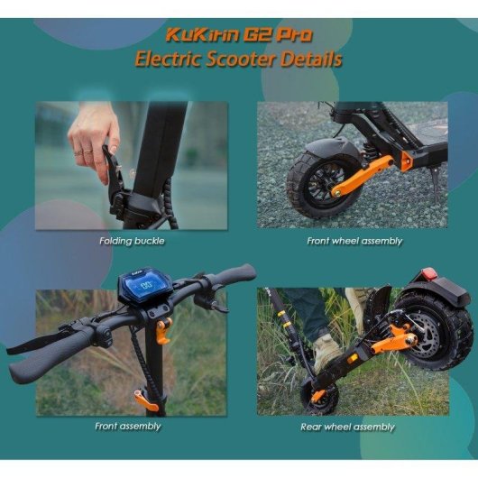 Monopattino elettrico KuKirin G2 Pro 500W Pneumatici 9" Autonomia 65km Freni a disco Sospensione doppia molla IP54