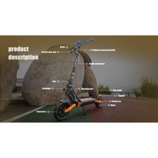 Monopattino elettrico KuKirin G2 Pro 500W Pneumatici 9" Autonomia 65km Freni a disco Sospensione doppia molla IP54