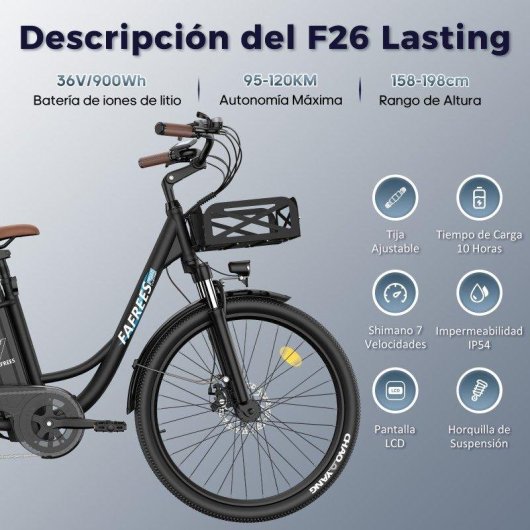 Bicicleta Elétrica Fafrees F26 Lasting 250W 36V 25Ah 26" Azul