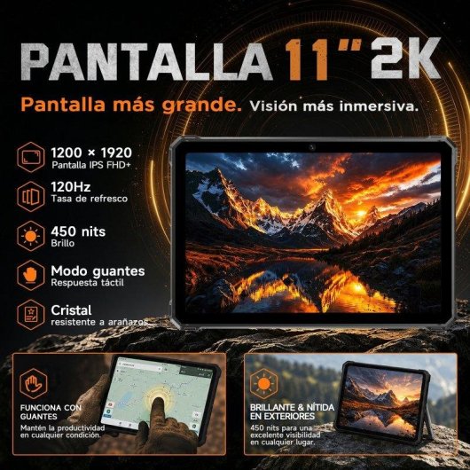 Tablet Rugtake T5 Pro WiFi + 5G 11" 32GB 256GB Naranja