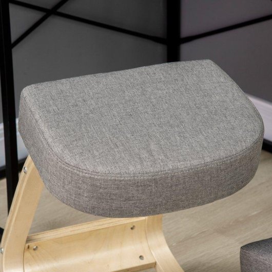Silla ergonómica de rodillas Vinsetto con cojines acolchados y marco de madera gris