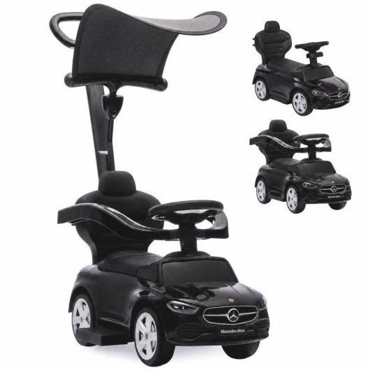 Bébé Bicicleta com Empurrador Aiyaplay Mercedes-Benz 3-em-1 Capota Removível