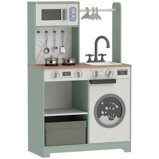 Cocina de juguete infantil Aiyaplay con lavandería y máquina de hielo