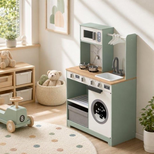 Cocina de juguete infantil Aiyaplay con lavandería y máquina de hielo