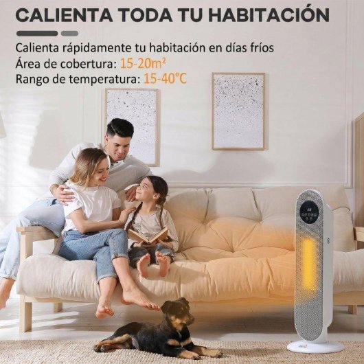 Calefactor cerámico Homcom 820-298V90WT 1300W/2000W con mando