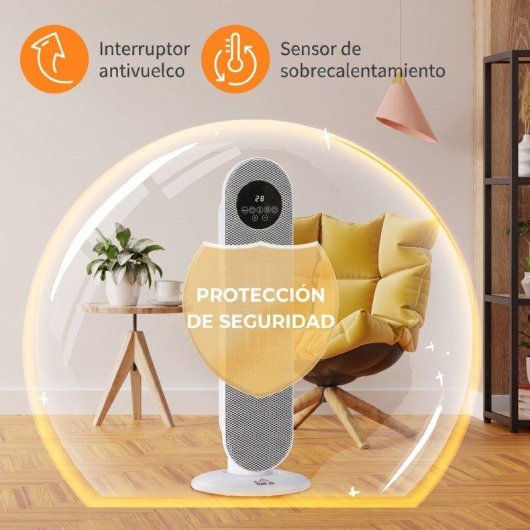 Calefactor cerámico Homcom 820-298V90WT 1300W/2000W con mando