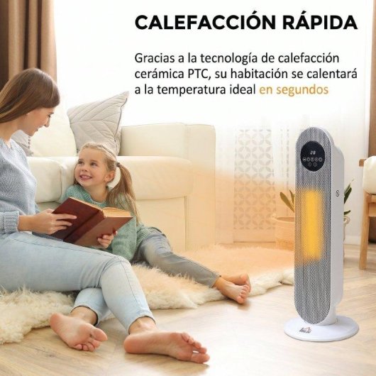 Calefactor cerámico Homcom 820-298V90WT 1300W/2000W con mando
