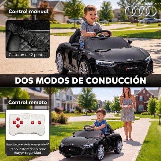 Coche Eléctrico Infantil Aiyaplay Audi R8 Spyder 12V Negro