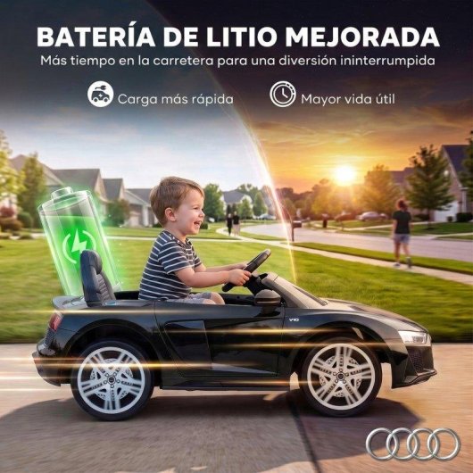 Coche Eléctrico Infantil Aiyaplay Audi R8 Spyder 12V Negro