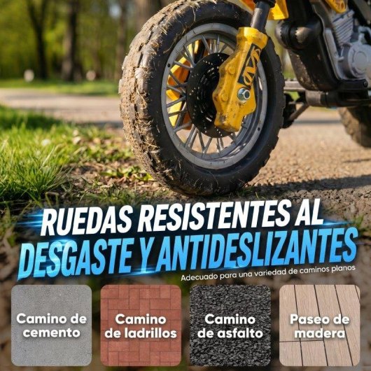 Moto eléctrica infantil Homcom amarilla con ruedas de apoyo desmontables