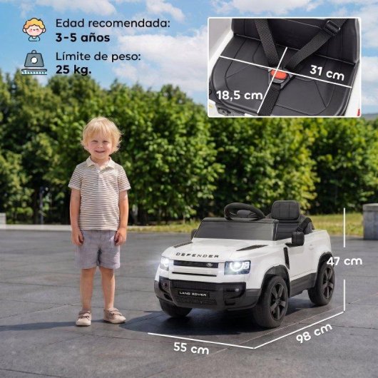 Carrinho eletrico SUV para criancas Land Rover Defender 12V com controlo remoto