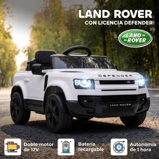 Carrinho eletrico SUV para criancas Land Rover Defender 12V com controlo remoto