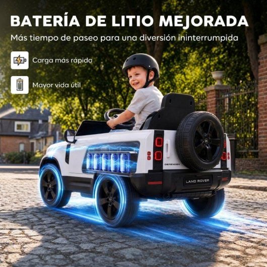 Carrinho eletrico SUV para criancas Land Rover Defender 12V com controlo remoto