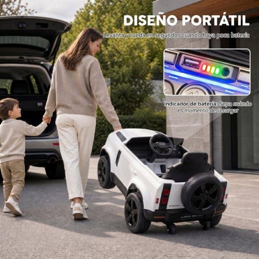 Carrinho eletrico SUV para criancas Land Rover Defender 12V com controlo remoto