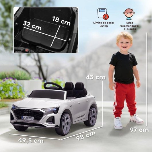 Carro Elétrico Infantil 12V Audi Q8 Etron Sportback Branco Aiyaplay