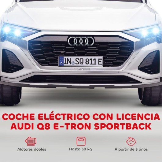 Carro Elétrico Infantil 12V Audi Q8 Etron Sportback Branco Aiyaplay