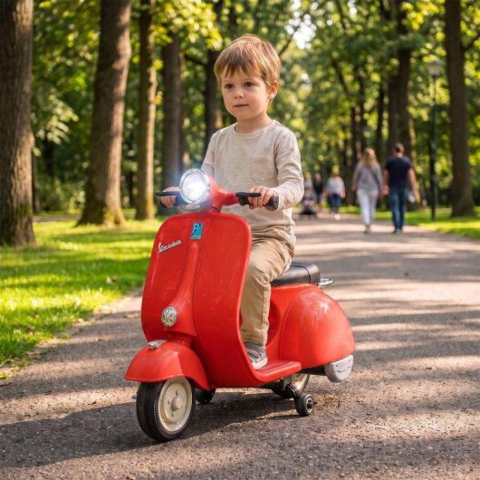 Moto Eléctrica Infantil Aiyaplay Vespa Licencia Oficial Rojo