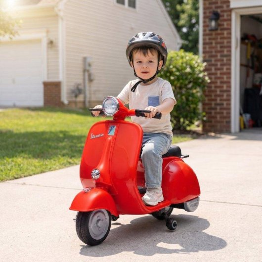 Moto Eléctrica Infantil Aiyaplay Vespa Licencia Oficial Rojo