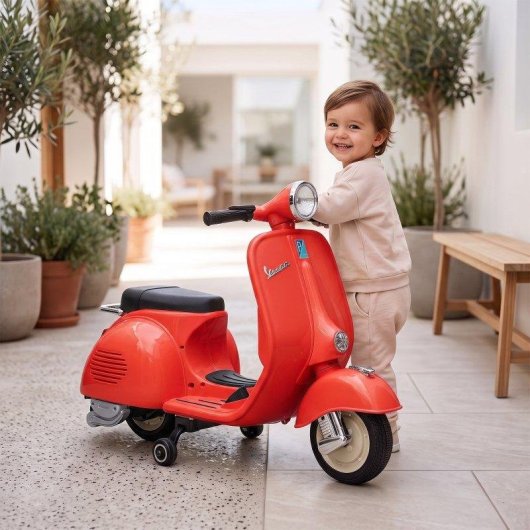 Moto Eléctrica Infantil Aiyaplay Vespa Licencia Oficial Rojo