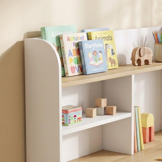 Escritorio infantil Aiyaplay con estante, compartimentos y cajón blanco
