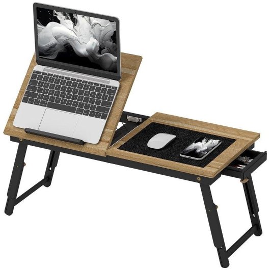 Mesa para portátil Homcom plegable ajustable con cajón para cama y sofá