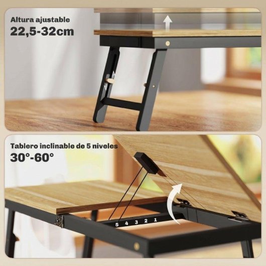 Mesa para portátil Homcom plegable ajustable con cajón para cama y sofá