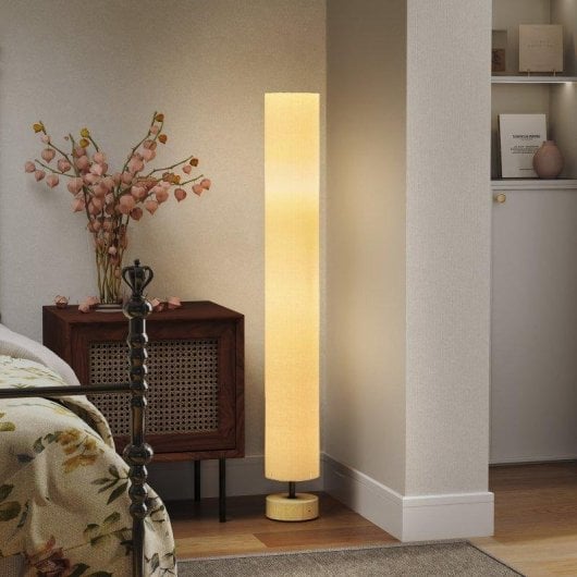 Lâmpada de pé Homcom E27 40W Abajur linho Ø15x120 cm Beige