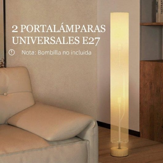 Lâmpada de pé Homcom E27 40W Abajur linho Ø15x120 cm Beige