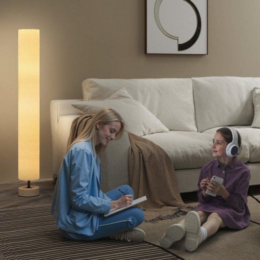 Lâmpada de pé Homcom E27 40W Abajur linho Ø15x120 cm Beige
