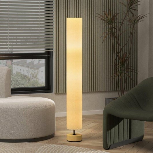 Lâmpada de pé Homcom E27 40W Abajur linho Ø15x120 cm Beige
