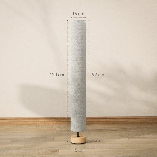 Luminaria de piso Homcom E27 Linho Cinzento 15x120 cm