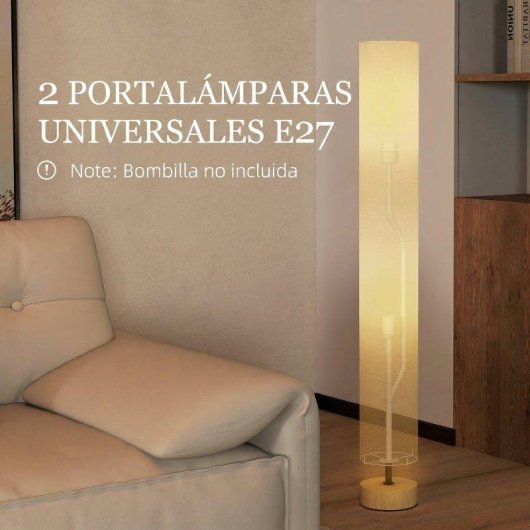 Luminaria de piso Homcom E27 Linho Cinzento 15x120 cm