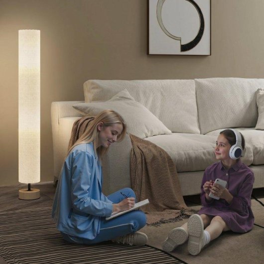 Luminaria de piso Homcom E27 Linho Cinzento 15x120 cm