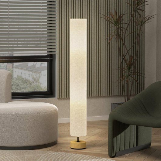 Luminaria de piso Homcom E27 Linho Cinzento 15x120 cm