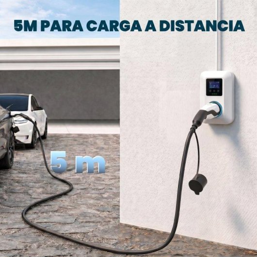 Cable de carga coche eléctrico Homcom trifásico 22 kW Tipo 2 5 m Modo 3 IP65