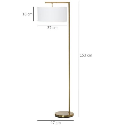 Lâmpada de pé Homcom Pantala de Tela Dourado e Branco Para Sala