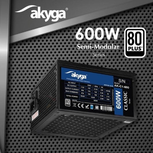 Source d'alimentation Akyga AK-C1-600 600W 80 PLUS ATX avec ventilateur actif