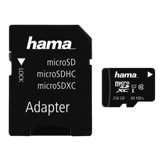 Scheda microSDXC Hama 256GB UHS-I Classe 10 con adattatore SD nero