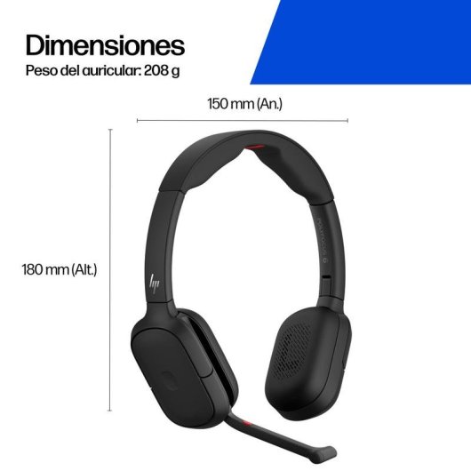 Auriculares HP Poly Focus 625 sans fil Bluetooth avec annulation active du bruit noir