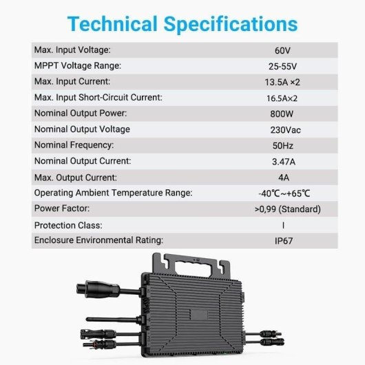 Microinverter Lionshee LS-800Mi 800W WiFi IP67 per impianto solare