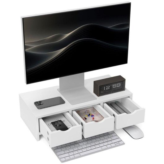 Homcom 923-058V00WT Suporte Monitor Mesa 24" Máx 11Kg Branco