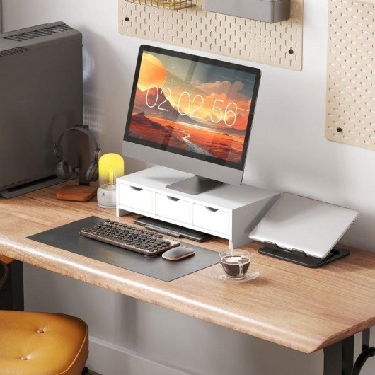 Homcom 923-058V00WT Suporte Monitor Mesa 24" Máx 11Kg Branco