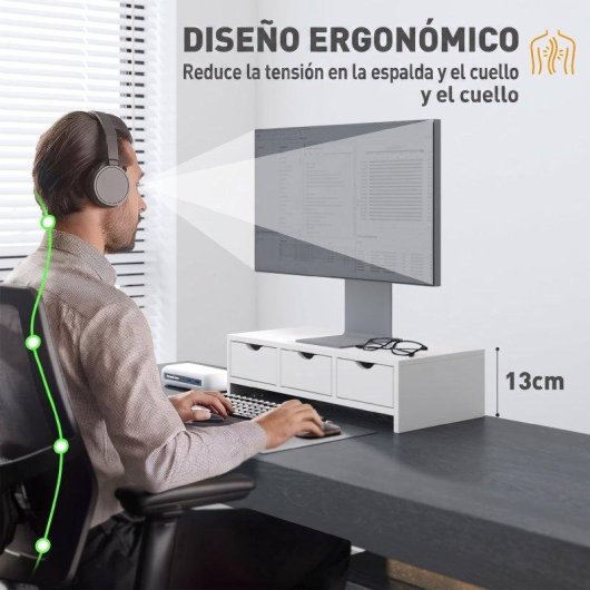 Homcom 923-058V00WT Suporte Monitor Mesa 24" Máx 11Kg Branco