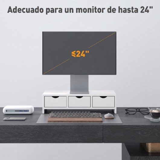 Homcom 923-058V00WT Suporte Monitor Mesa 24" Máx 11Kg Branco