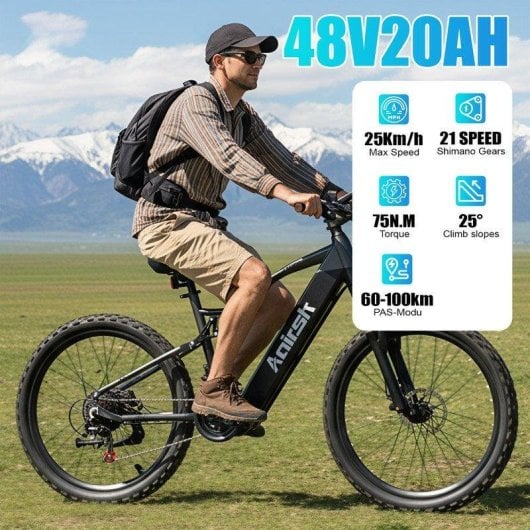 Bicicleta eléctrica todo terreno Aairsk XT90 250W 48V 20Ah 21 velocidades 26"