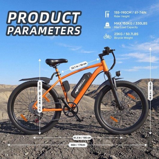 Bicicleta Elétrica Aairsk 250 W 26 Polegadas Bateria Lithium 36 V 10 Ah
