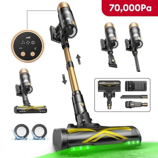 Aspiradora sin Cable Ultenic UL15P 700W 70000 Pa 65 min HEPA 6 etapas LED Verde